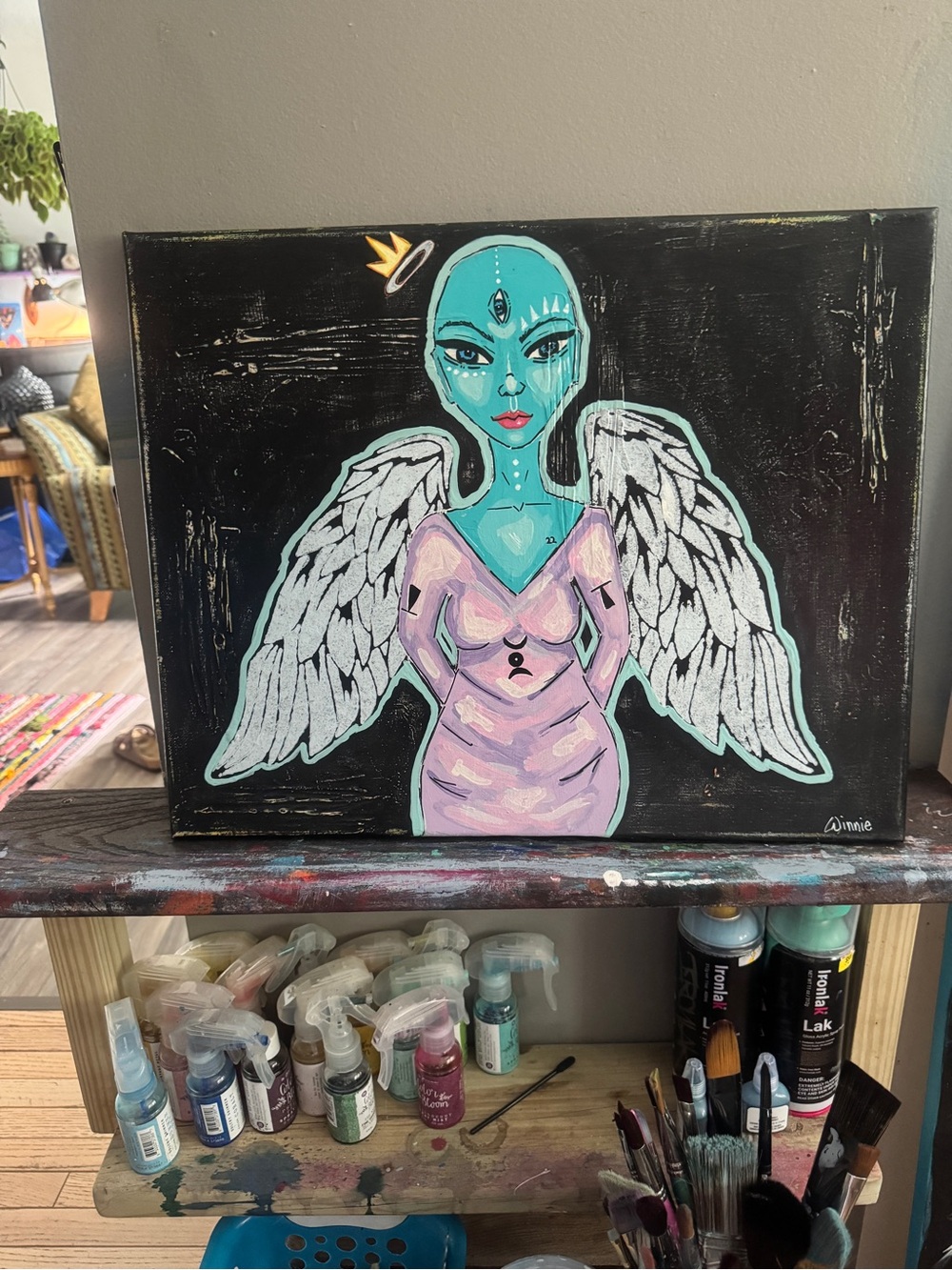"Winnie Woodson" Original 20x16 Angelic Canvas Painting - "TWENTYTWO"